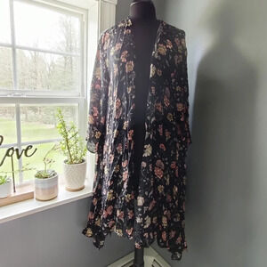 Mossimo Supply Floral Open Front Long Cardigan